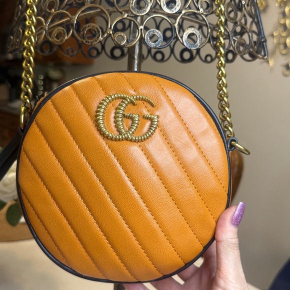 Gucci Handbags - Gucci Orange Quilted Crossbody Bag with Gold Chain